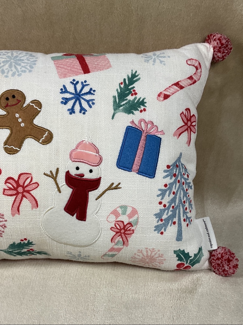 Cupcakes and Cashmere Decorative Holiday Christmas Pillow